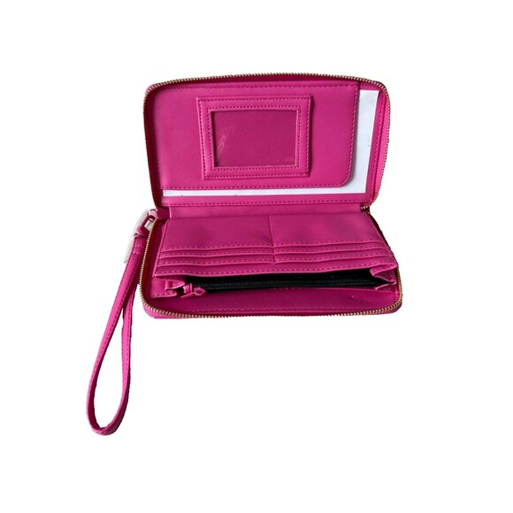 Betsey Johnson Skull Studded Zip Wristlet Wallet Pink - Picture 3 of 3